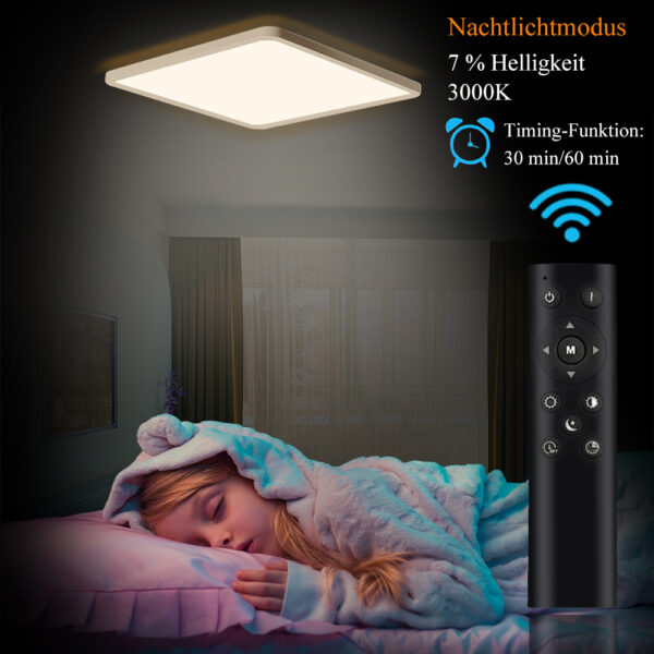 SUNZOS Deckenlampe Led Deckenleuchte Dimmbar 36W, 3000K/4500K/6500K 30cm Deckenlampe Led Panel Dimmbar für Lampe Wohnzimmer, Schlafzimmer, Küchenlampe, Esszimmer, Badezimmer, Led Lampen Deckenlampen - 图片 3