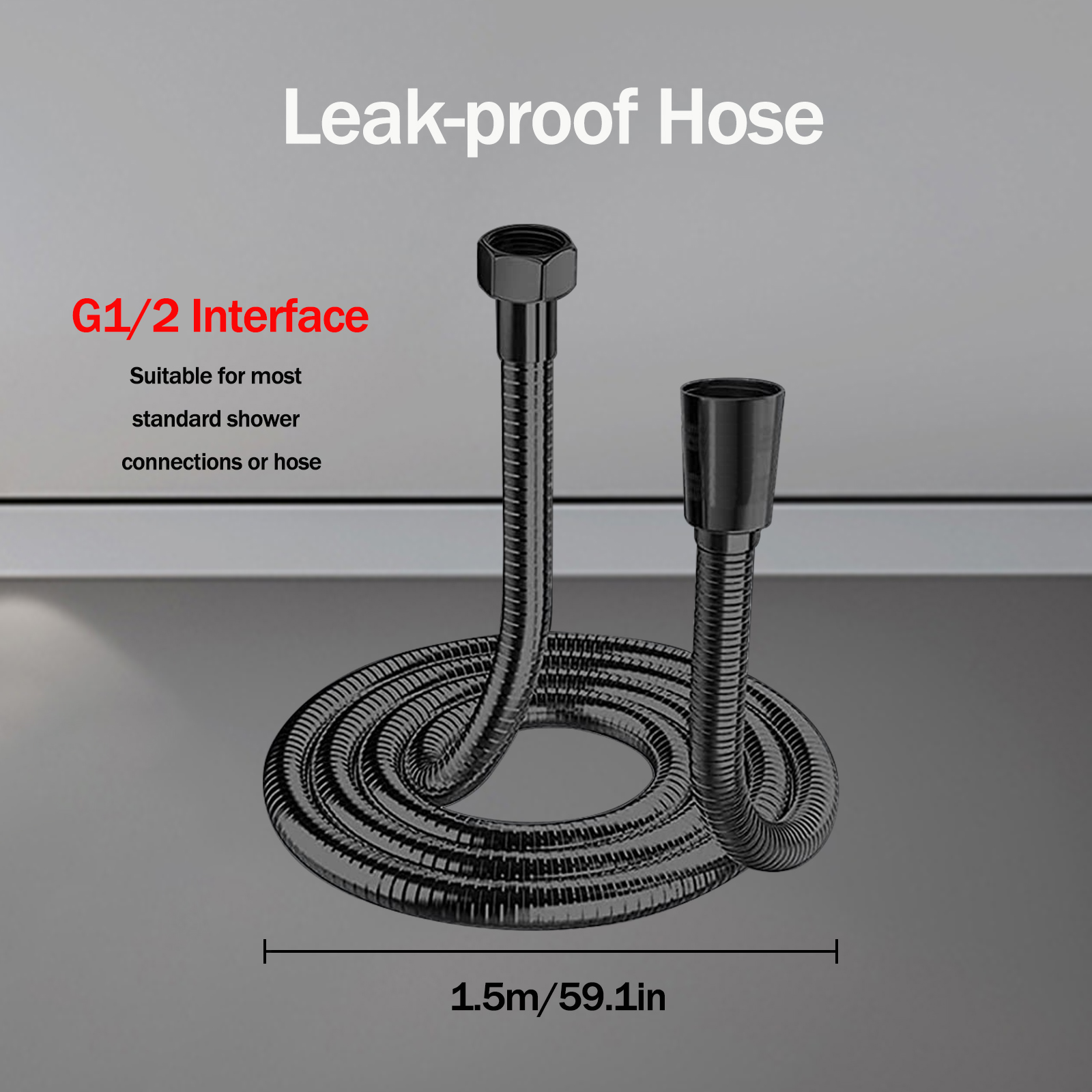 SUNZOS Shower Head and Hose 1.5M with Bracket,Water Saving Shower Head,Black Shower Head and Hose with 6 Modes - 图片 4