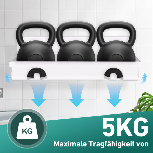 SUNZOS 4 Stück Duschablage ohne Bohren, Badezimmer Regal mit Zahnbürstenhalter und Seifenschale, Duschregal ohne Bohren für Badezimmer und Küche - 图片 5