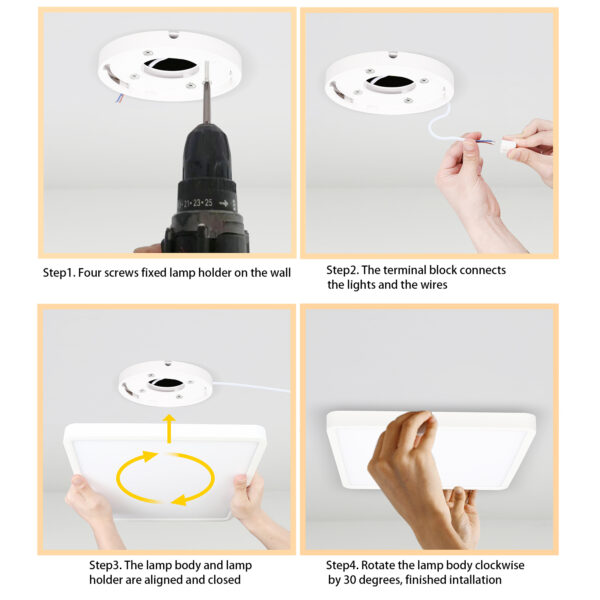 SUNZOS Deckenlampe Led Deckenleuchte Dimmbar 36W, 3000K/4500K/6500K 30cm Deckenlampe Led Panel Dimmbar für Lampe Wohnzimmer, Schlafzimmer, Küchenlampe, Esszimmer, Badezimmer, Led Lampen Deckenlampen - 图片 6
