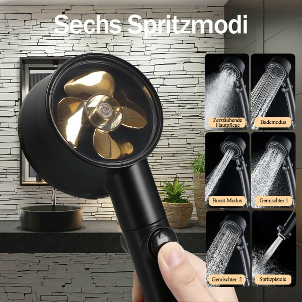 SUNZOS Shower Head and Hose 1.5M with Bracket,Water Saving Shower Head,Black Shower Head and Hose with 6 Modes - 图片 2
