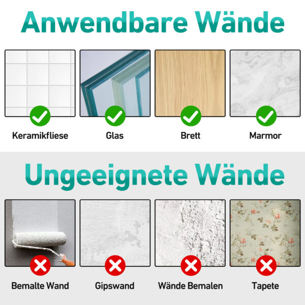 SUNZOS 4 Stück Duschablage ohne Bohren, Badezimmer Regal mit Zahnbürstenhalter und Seifenschale, Duschregal ohne Bohren für Badezimmer und Küche - 图片 6